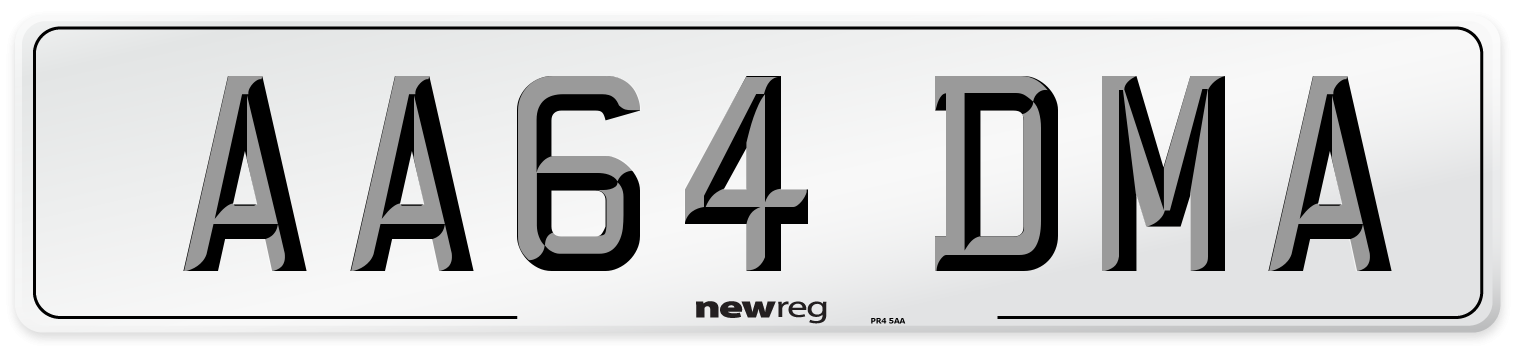 AA64 DMA Number Plate from New Reg